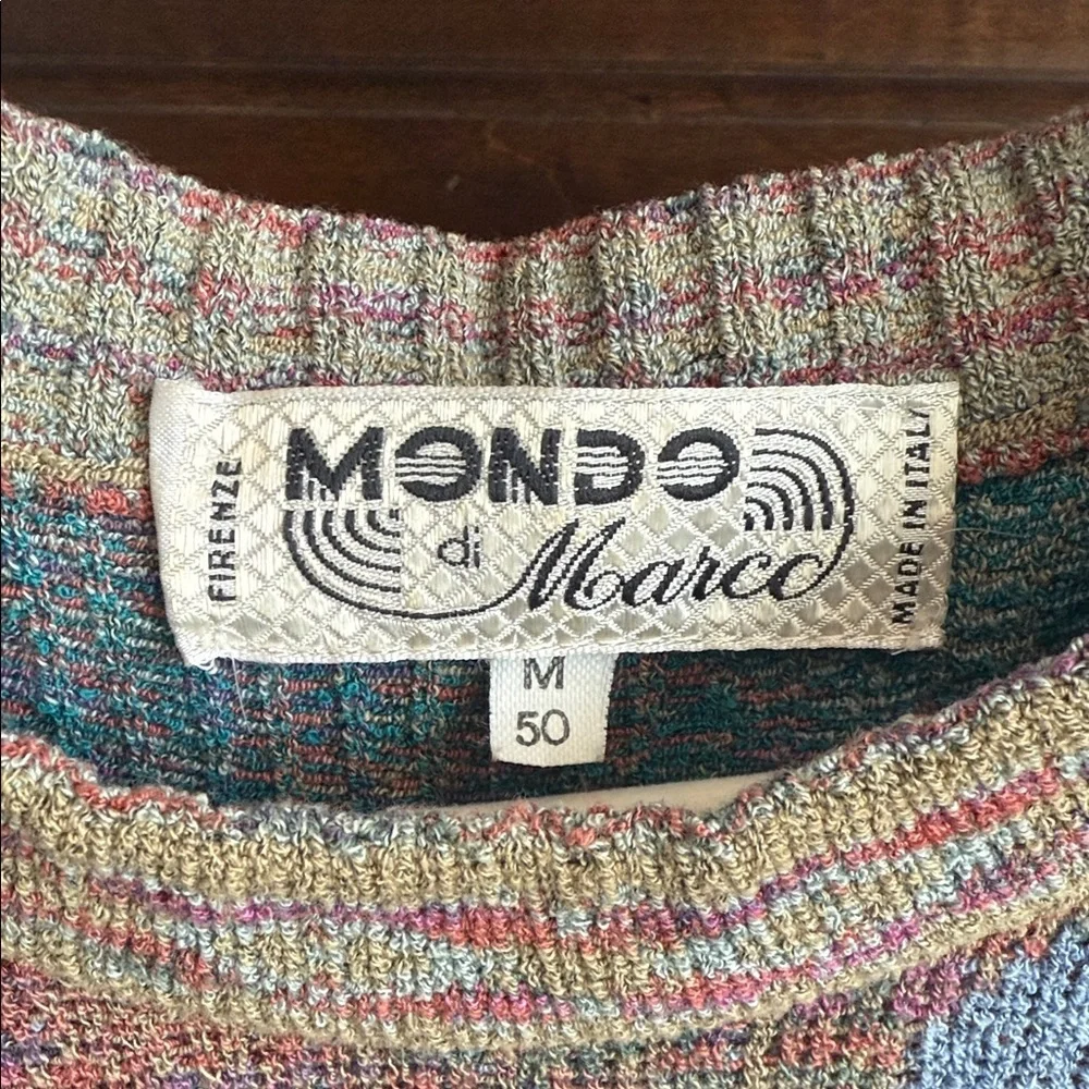 Vintage Italian made sweater colorful geometric Cosby vibes 80s 90s artsy M/L - Picture 3 of 11